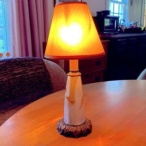 Small Glass Lamp with Parchment Shade
